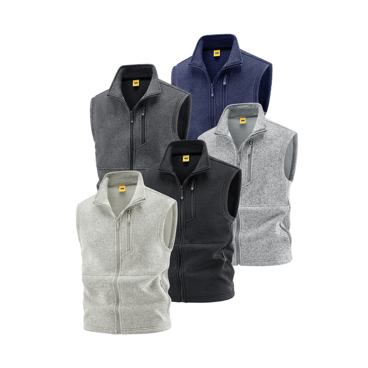 Men's fleece vest with high stand collar, chest zipper and side pockets Mune Fashion