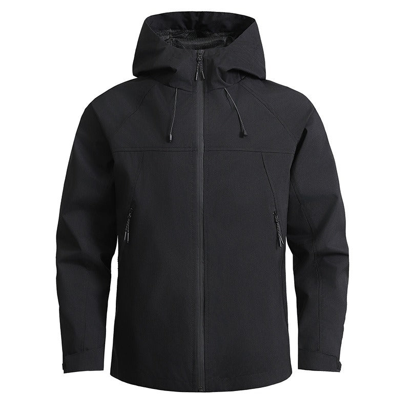 Men's Breathable Softshell Jacket with Two-Way Zipper, Adjustable Hood and Water-Repellent Surface Mune Fashion
