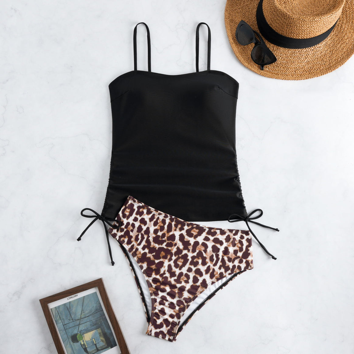 Women's swimsuit with stylish gathering element and vibrant animal print Mune Fashion