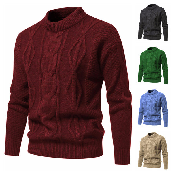 Men's fine knit sweater with short stand-up collar and cable knit structure Mune Fashion
