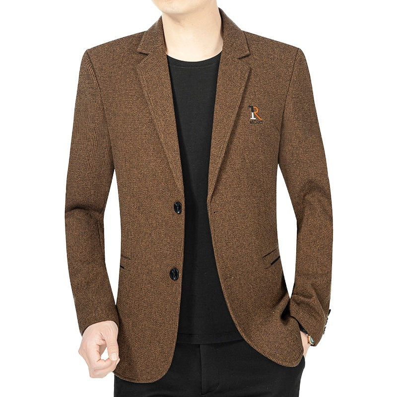 Men's Modern Slim-Fit Blazer in Micro-Structured Fabric with Light Half-Lining Fashion