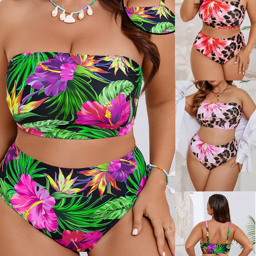 Ladies bandeau bikini with floral and animal pattern Mune Fashion