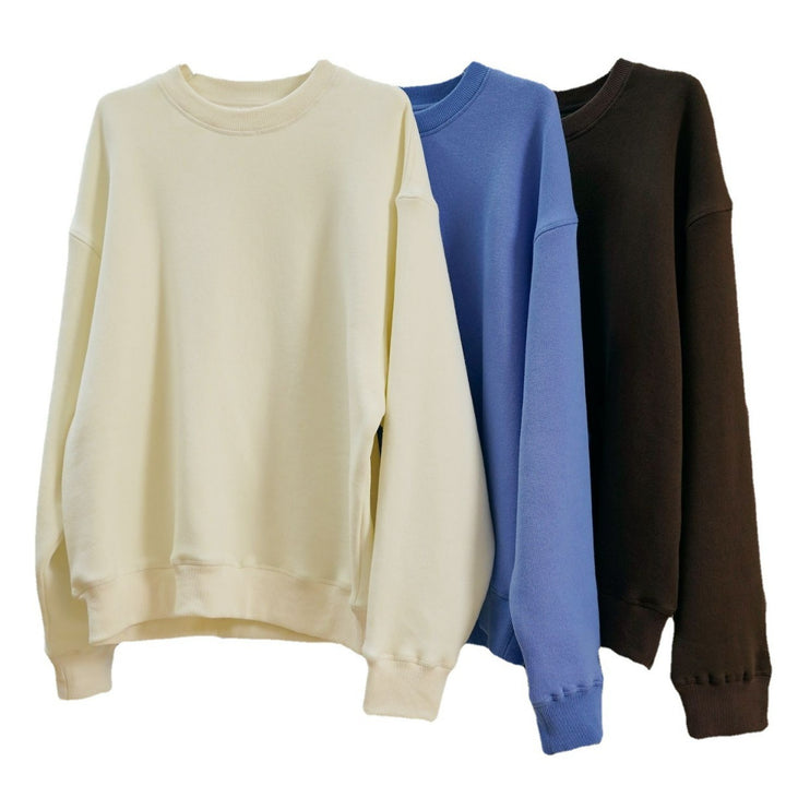 Women's Loose Oversized Sweatshirt with Drop Shoulder and Ribbed Hem Mune Fashion