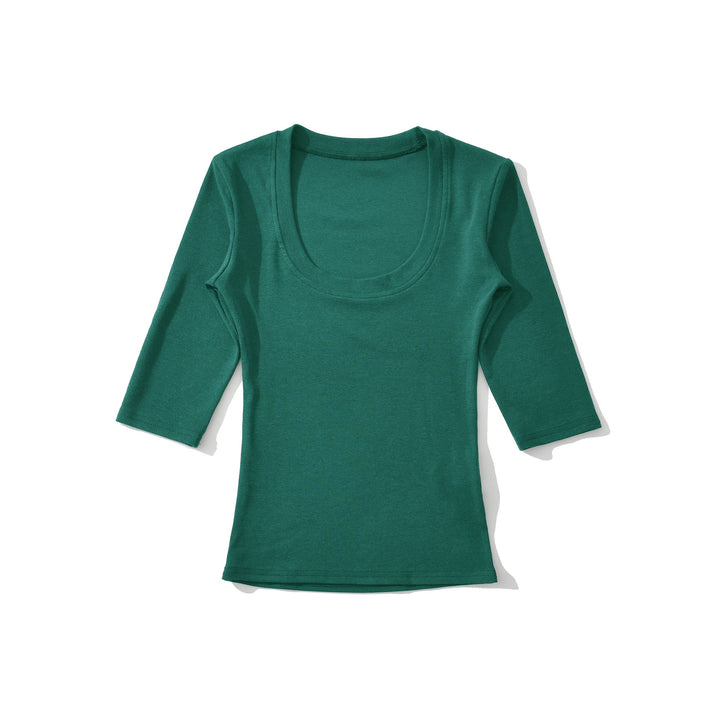 Women's fitted long sleeve with a deep round neckline Mune Fashion