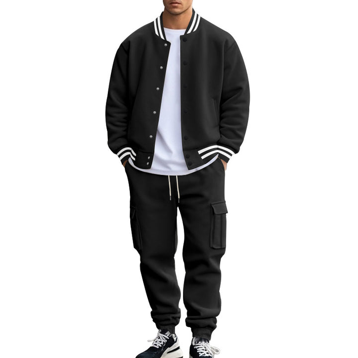 Men's nan sportives College set made of sweat jacket with press buttons and cargo jogging pants with drawstring Mune Fashion