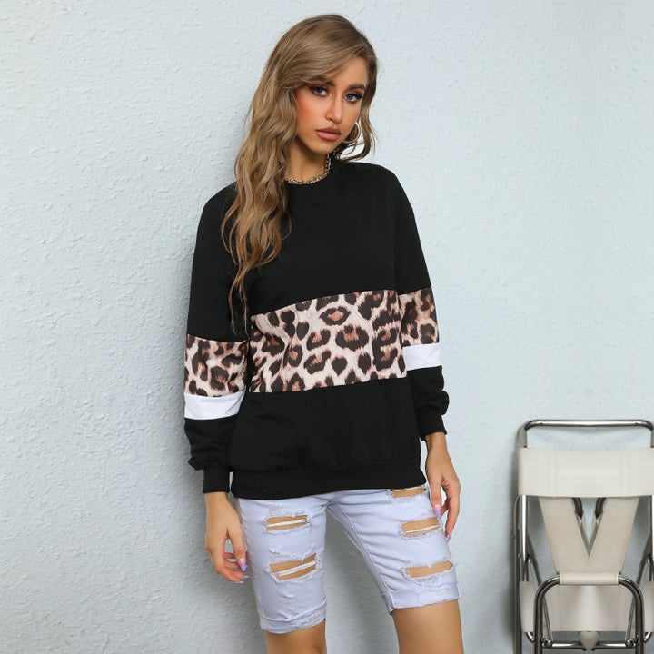Women's sweatshirt with leo print and colorblock insert Mune Fashion