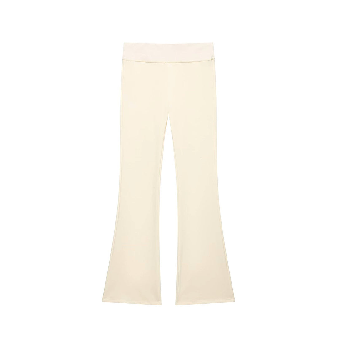 Women High-Waisted Stretch Flared Pants with Wide Flare and Elastic Waistband Mune Fashion