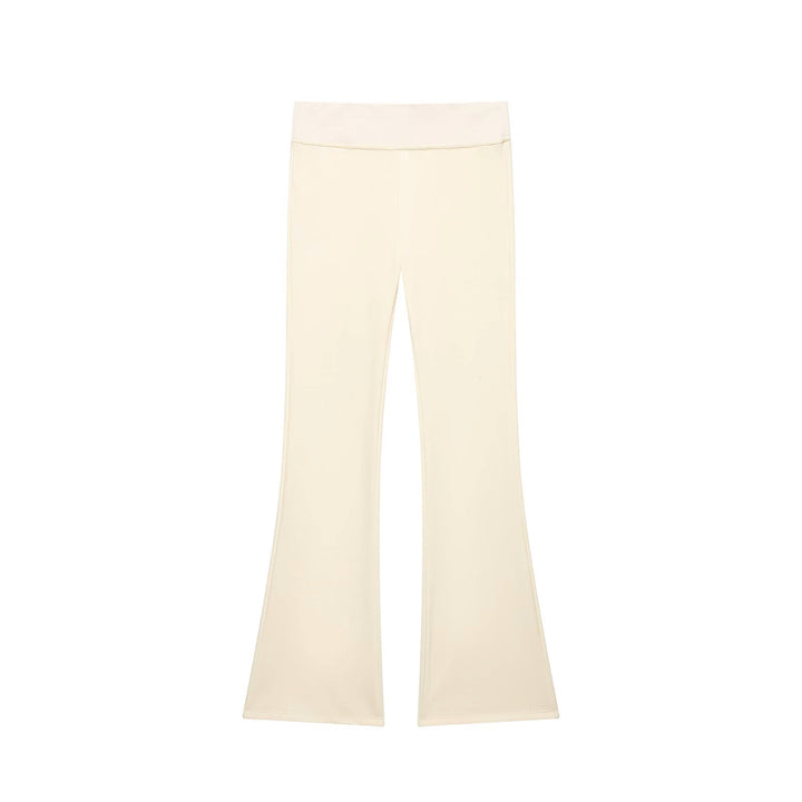 Women High-Waisted Stretch Flared Pants with Wide Flare and Elastic Waistband Mune Fashion
