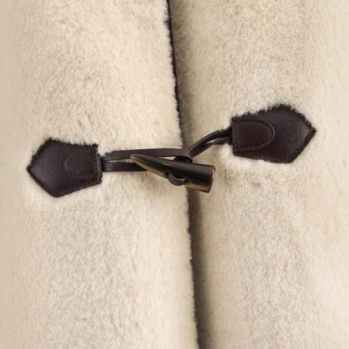Women Short Cut Teddy Coat with Toggle Closures Mune Fashion