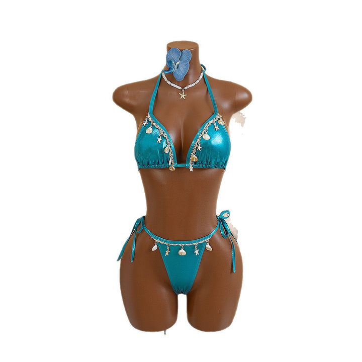 Women's Triangle Bikini with stylish shell embellishments Mune Fashion