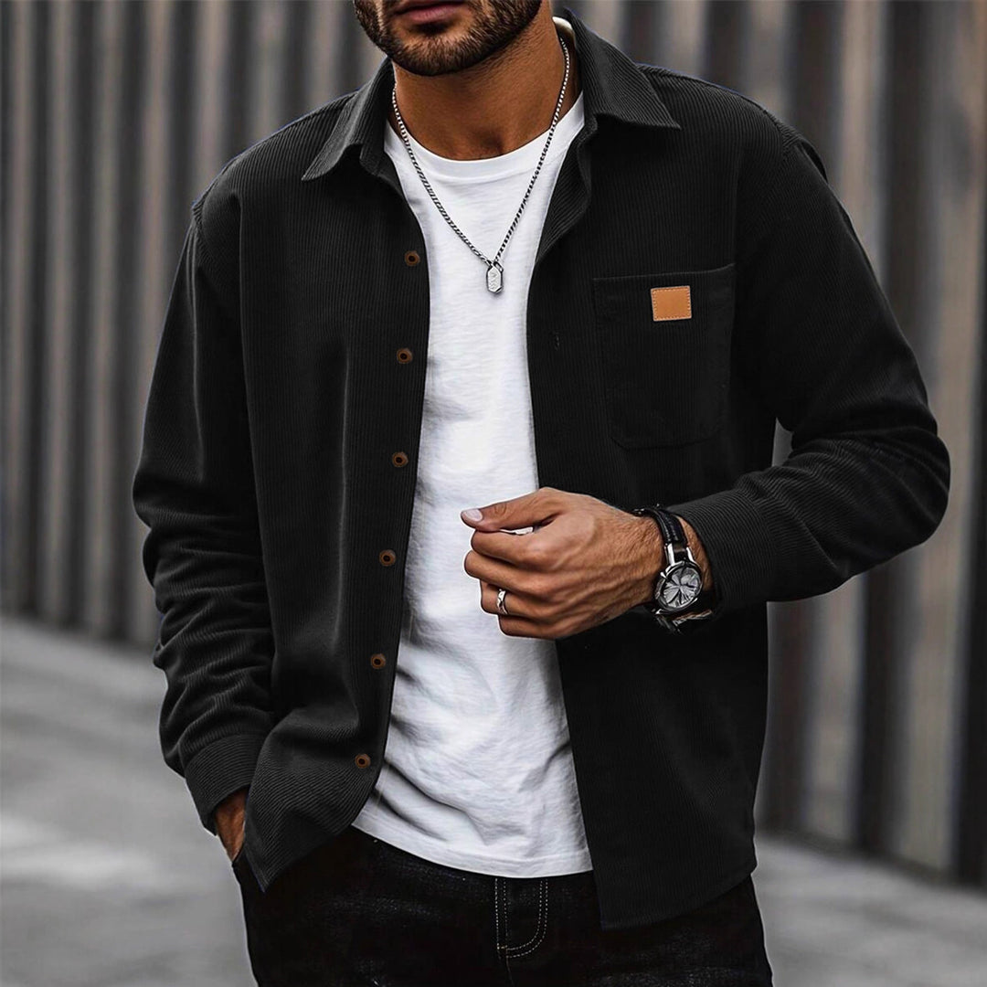 Men's Cord Shirt with Stylish Replay Style Mune