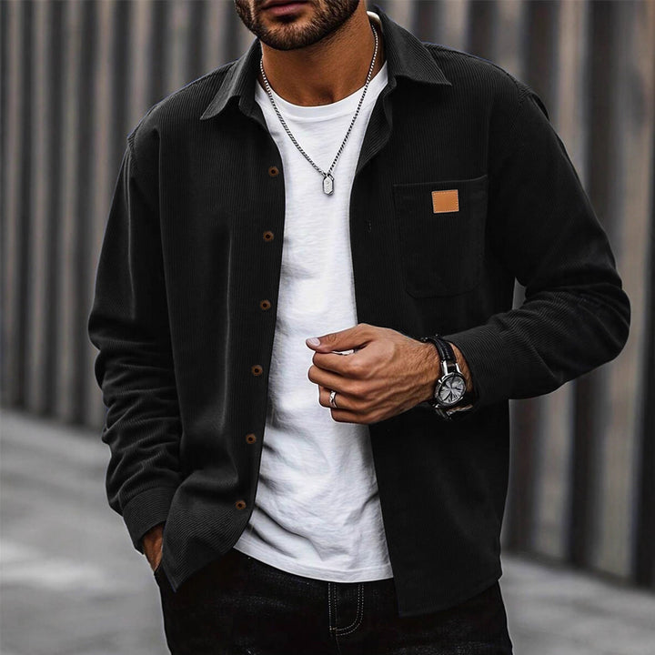 Men's Cord Shirt with Stylish Replay Style Mune