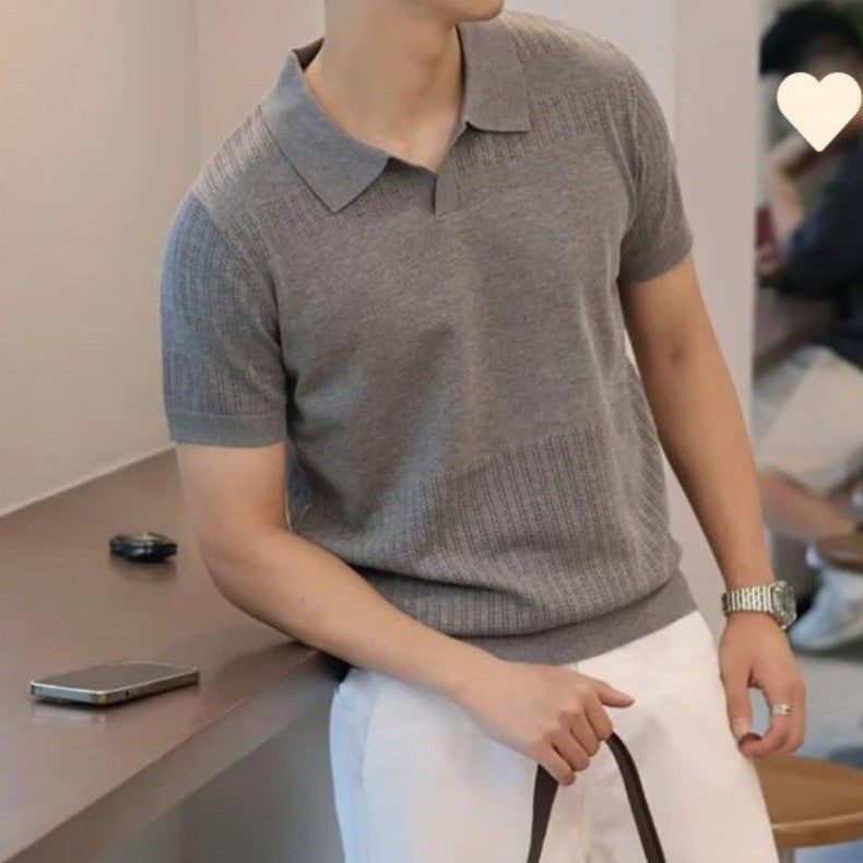 Men's Elegant Polo Shirt with Textured Surface Mune Fashion