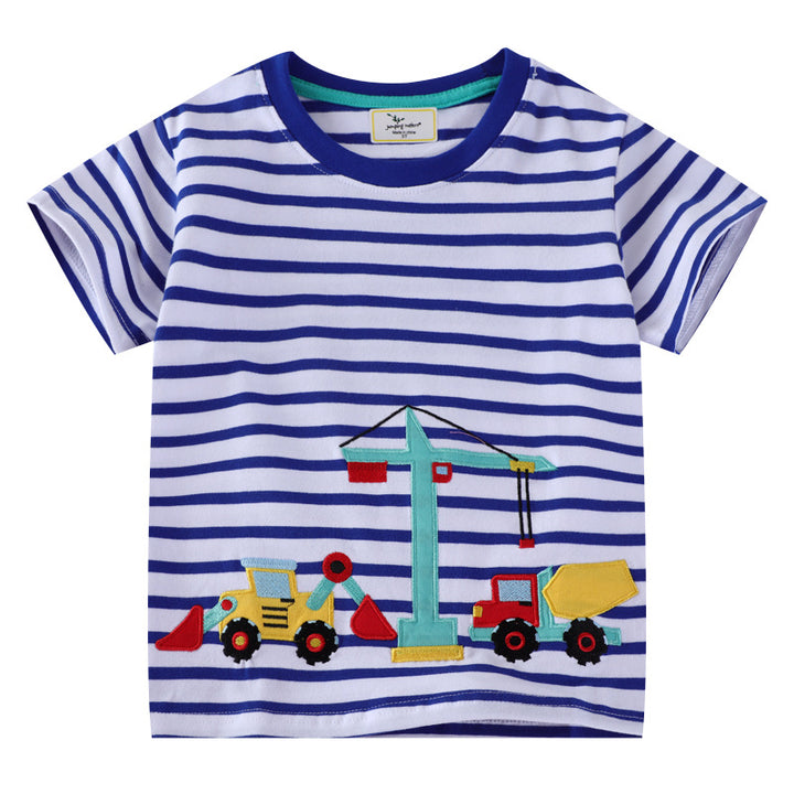 Unisex cotton T-shirt with colorful construction site motif Mune Fashion