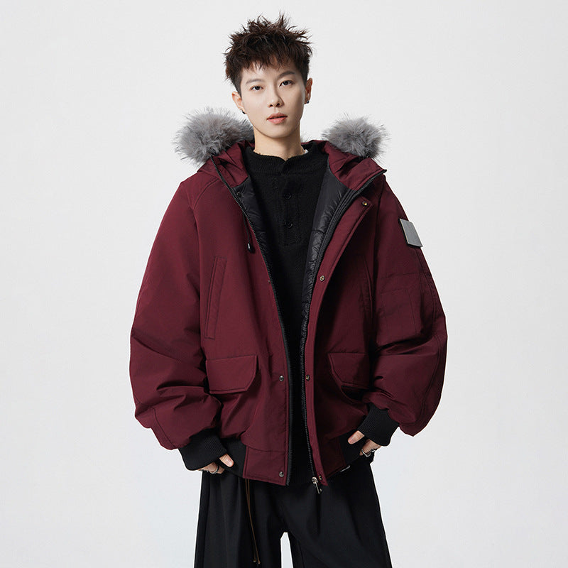 Men's Padded Oversized Parka with Faux Fur Hood and Utility Pockets Mune Fashion