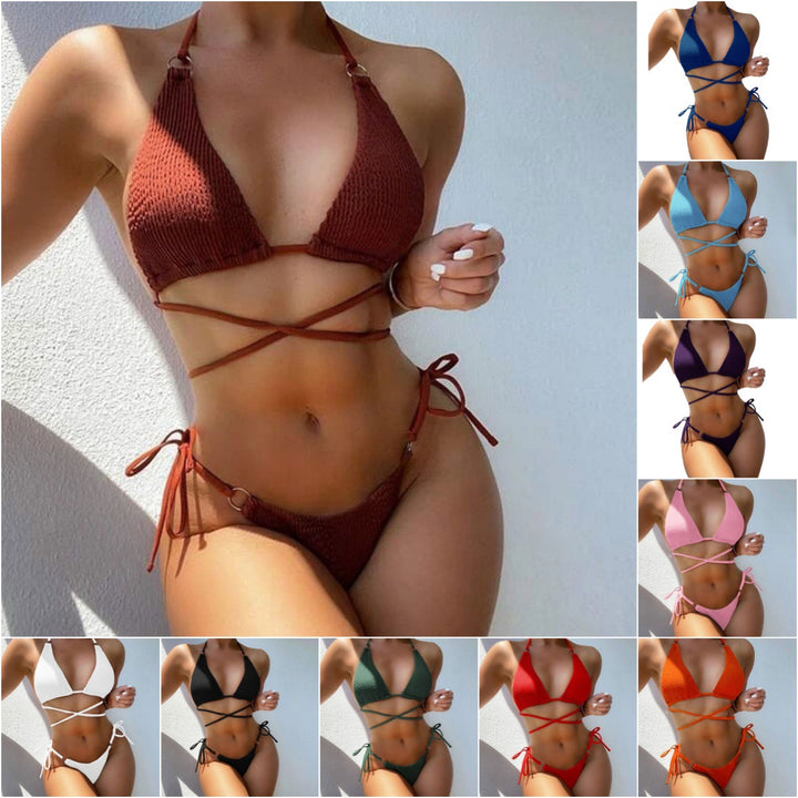 Women Triangle Bikini with trendy cross details Mune Fashion