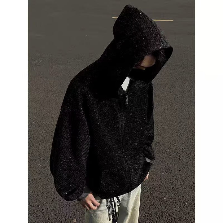 Unisex Oversized Knit Hoodie with Allover Texture Pattern and Side Pockets Mune Fashion