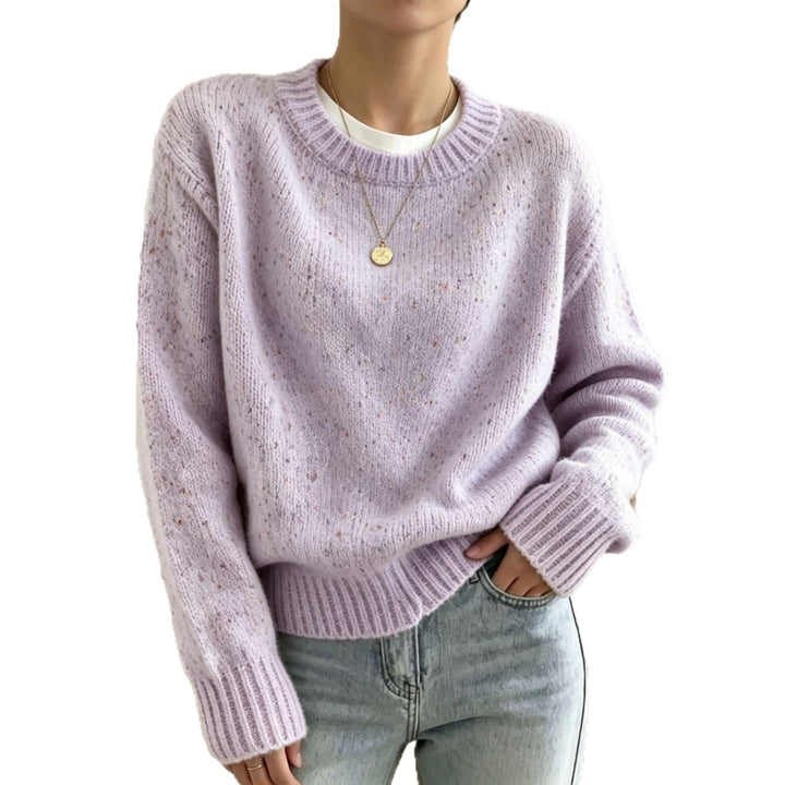 Ladies Oversize Pullover in Mohair-look with Round Neck and Confetti-Structure Mune Fashion