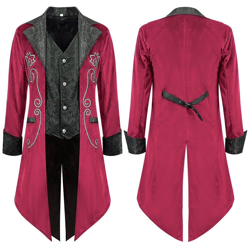 Men's embroidered tailcoat with swallowtail, embroidered lapel and ornamental cuff trim Mune Fashion