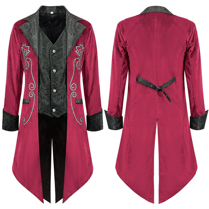 Men's embroidered tailcoat with swallowtail, embroidered lapel and ornamental cuff trim Mune Fashion