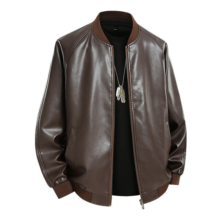 Men's Fashion Leather Bomber Jacket Mune Fashion