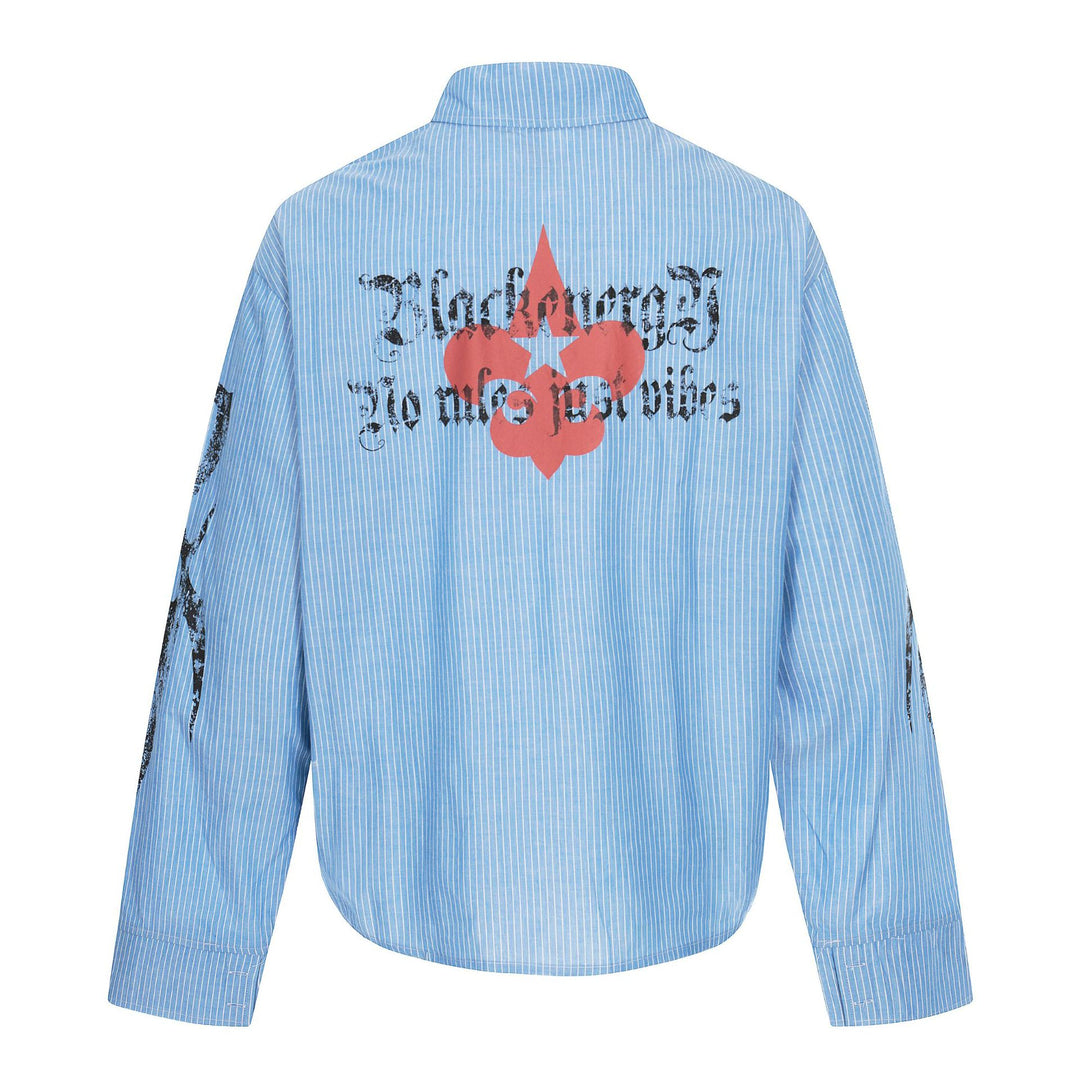 Unisex Oversize Shirt Jacket with Patch Chest Pockets and Decorative Print Details Mune Fashion