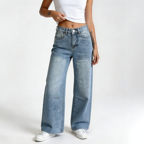 Women's high-waisted Palazzo jeans with extra wide leg and tailored cut Mune Fashion