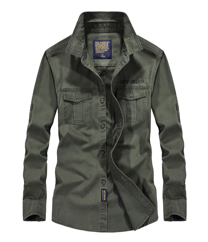 Men's Utility Field Shirt Jacket with Chest Flap Pockets, Roll-up Sleeves, and Sturdy Canvas Mune Fashion