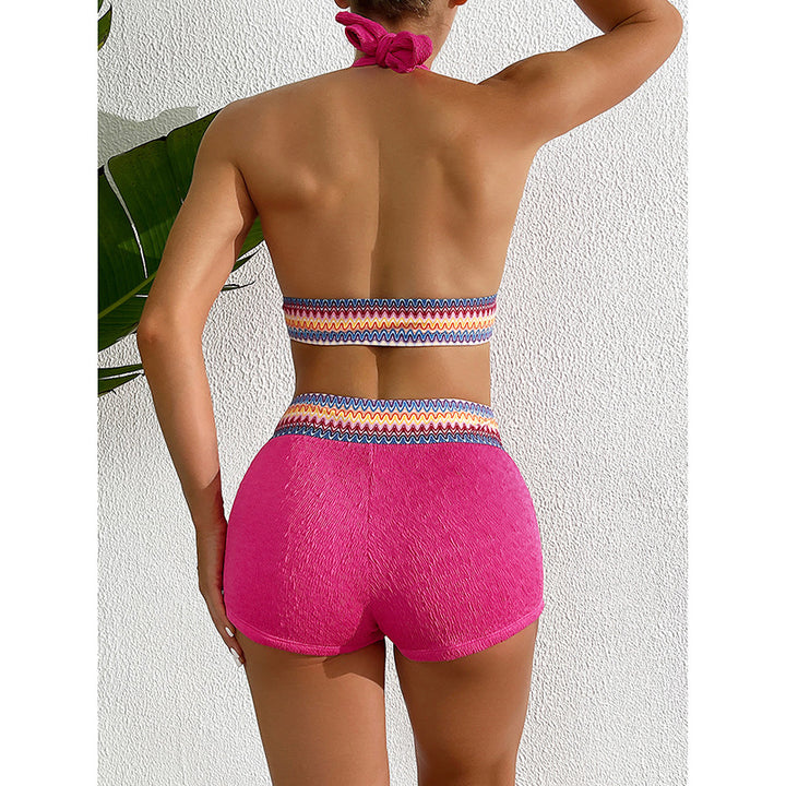 Women's Sporty Bikini Set with High Cut and Gatherings Mune Fashion