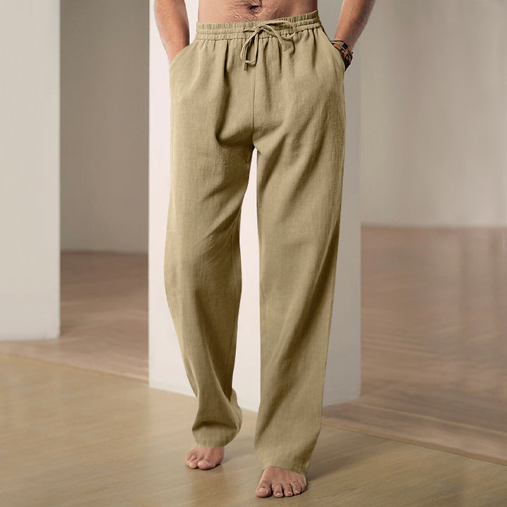 Men's comfortable linen lounge pants with extra wide leg, adjustable drawstring waistband, and breathable summer quality Mune Fashion