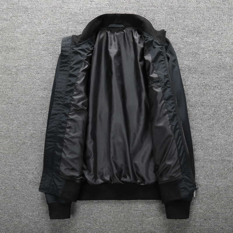 Men's Lightweight Water-Repellent Bomber Jacket with Stand Collar and Zipper Mune Fashion