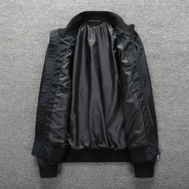 Men's Lightweight Water-Repellent Bomber Jacket with Stand Collar and Zipper Mune Fashion