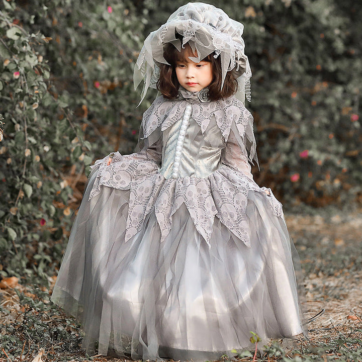 Girls enchanting ghost costume with lace embellishments Mune Fashion