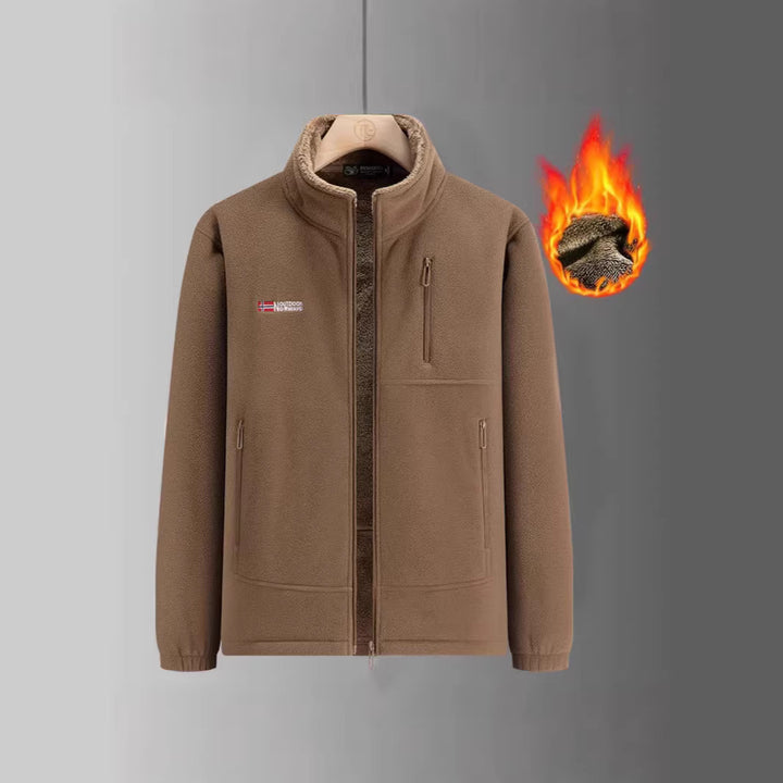 Men's Thermo Fleece Jacket with Sherpa Lining, Stand-Up Collar and Zipper Pockets Mune Fashion