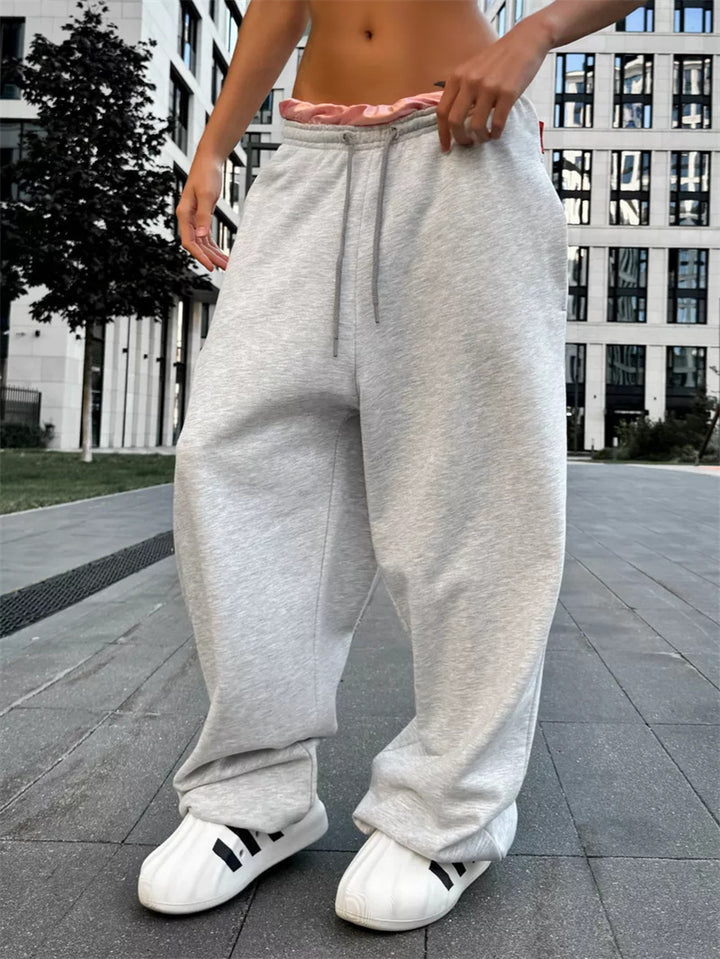 Women's oversized fleece sweatpants with a dropped crotch, drawstring waistband, and casual streetwear fit Mune Fashion