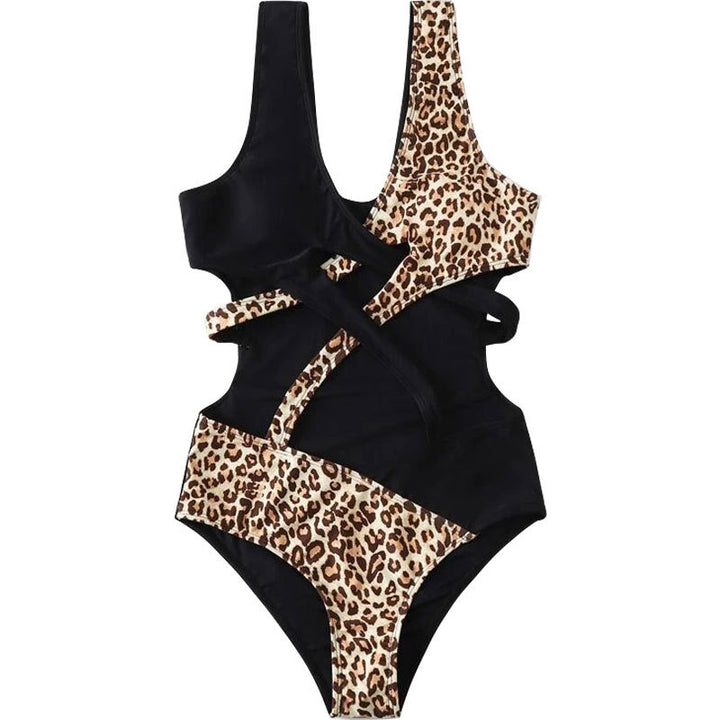 Women's One-Piece Swimsuit with Cut and Animal Print Mune Fashion