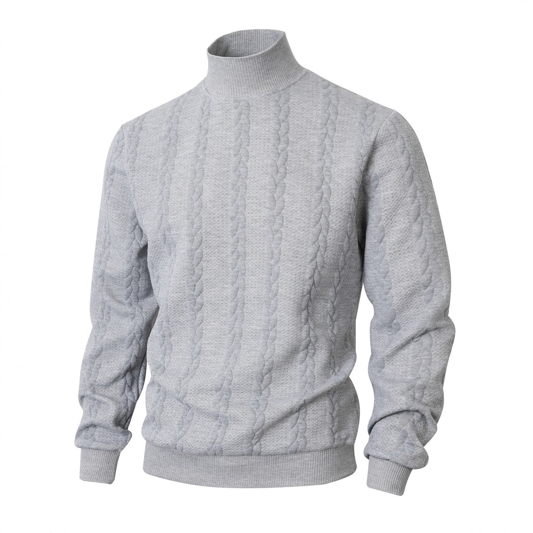 Men's turtleneck sweater with cable knit pattern and ribbed cuffs Mune Fashion