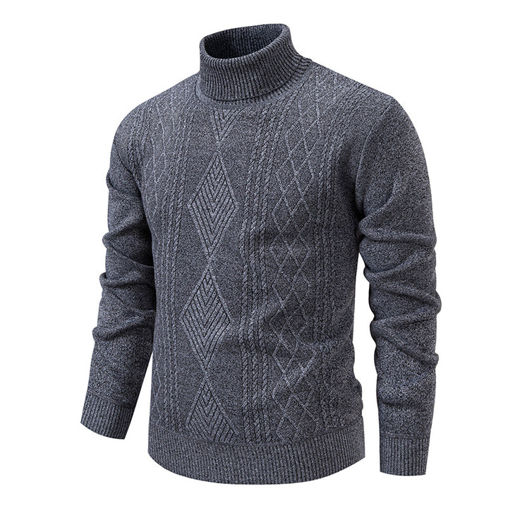 Men's fine-knit turtleneck sweater with structured cable pattern texture and slim fit Mune Fashion