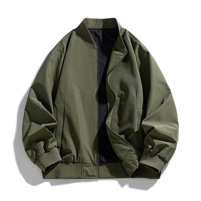 Men's  relaxed-fit zip-front utility jacket with ribbed collar elastic hem Mune Fashion