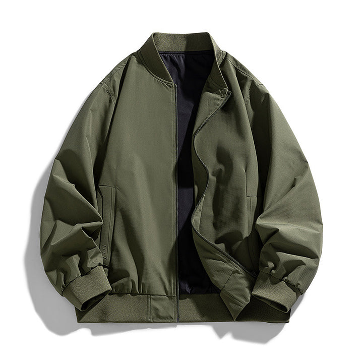 Men's  relaxed-fit zip-front utility jacket with ribbed collar elastic hem Mune Fashion
