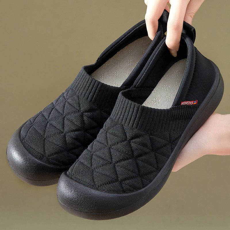 Ladies nan breathable knitted slip-on comfort half shoe with elastic shaft and shock-absorbing EVA sole Mune Fashion