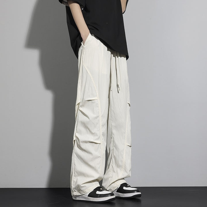 Men's Utility Cargo Lounge Pants with Drawstring Waist, Multiple Pockets & Wide Leg Mune Fashion