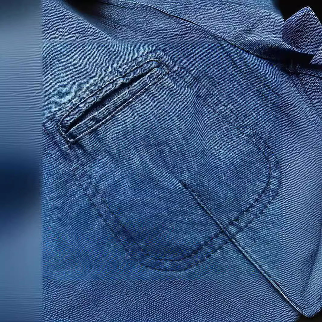 Men's jeans blazer in jacket style with striped inner lining and patch pockets Mune Fashion