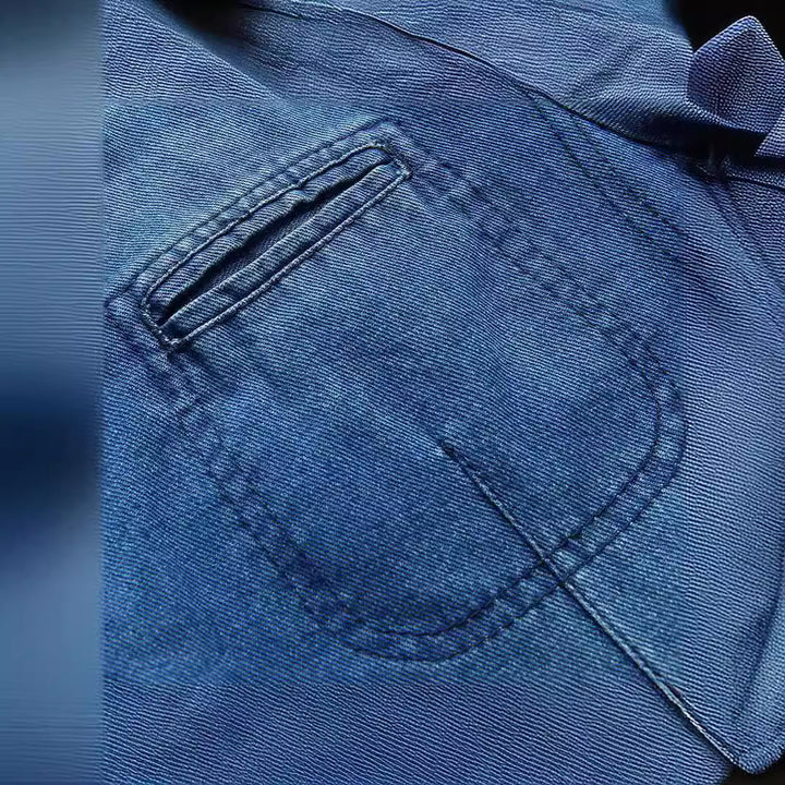 Men's jeans blazer in jacket style with striped inner lining and patch pockets Mune Fashion