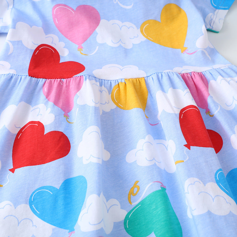 Girl's casual dress with cheerful heart and balloon motif Mune Fashion