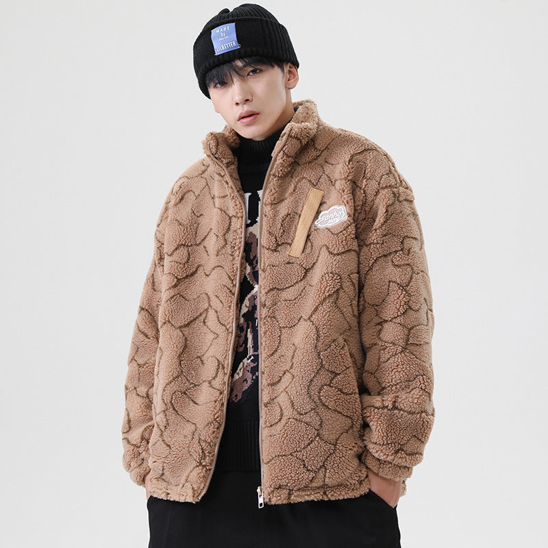 Women cozy teddy fleece jacket with stand-up collar and drawstring Mune Fashion