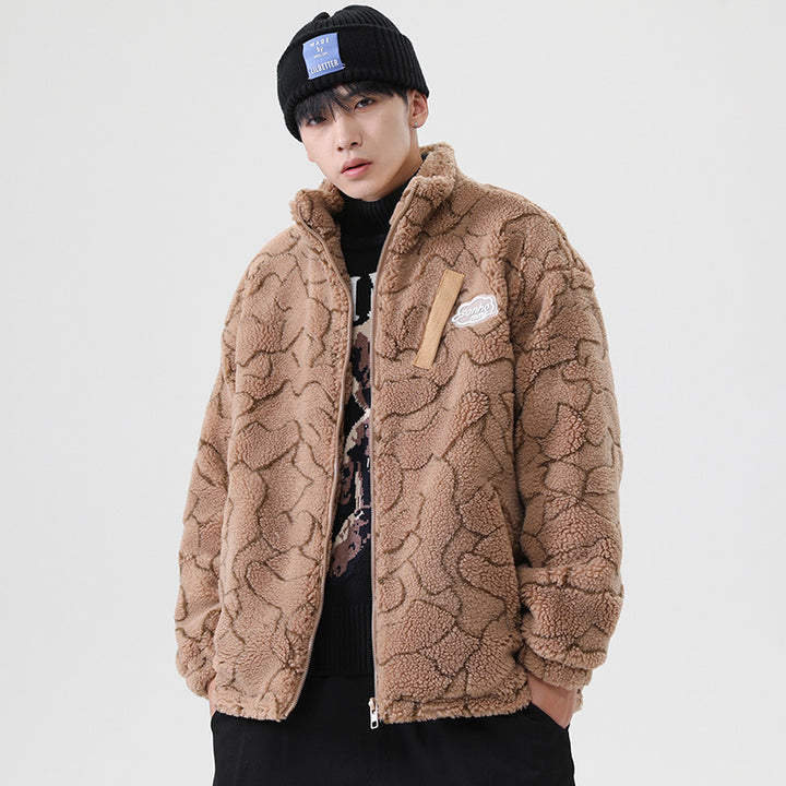 Women cozy teddy fleece jacket with stand-up collar and drawstring Mune Fashion