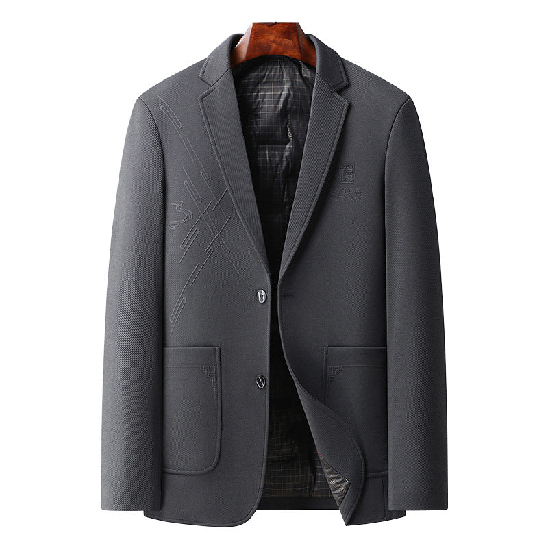 Men's Half-lined Blazer with Embroidered Graphics and Welt Pockets Mune Fashion