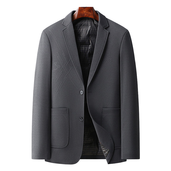 Men's Half-lined Blazer with Embroidered Graphics and Welt Pockets Mune Fashion