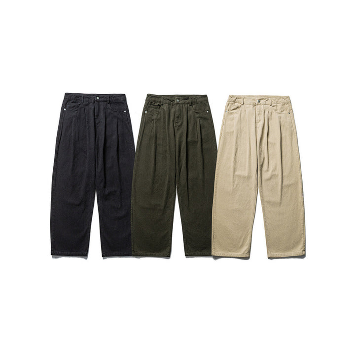 Men's wide pleated trousers in relaxed fit made of cotton twill Mune Fashion